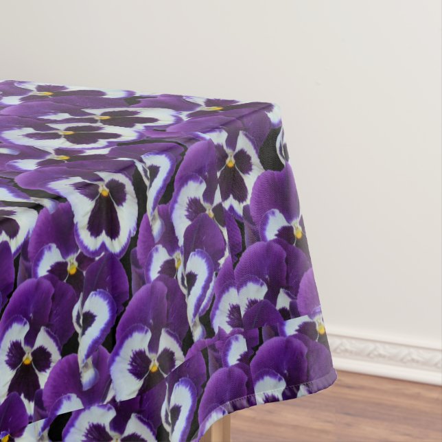 Clusters of Purple White Pansies: Harmonious Grace Tablecloth (In Situ)