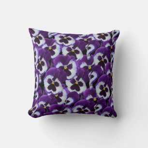 Clusters of Purple White Pansies: Harmonious Grace Throw Pillow