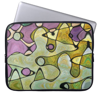 Clusters purple green circles swirls connect laptop sleeve