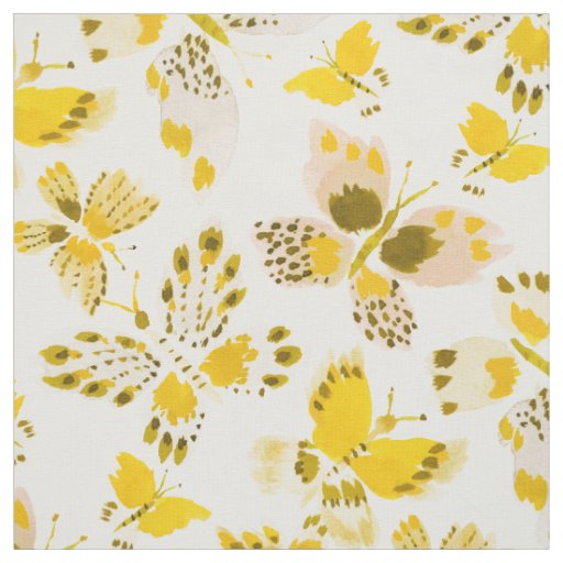 CLUTTERFLIES Yellow Butterfly Print Fabric
