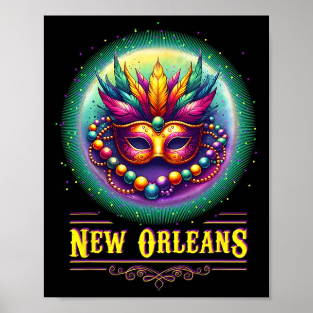 Cly New Orleans Bourbon Street Cool Fun Nola Mardi Poster (Front)