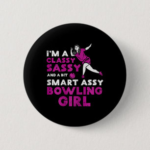 Cly Sy Smart Bowling Girl Bowler Women Girls Kids  Button
