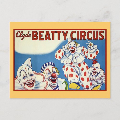 Clyde Beatty Vintage Circus Postcard
