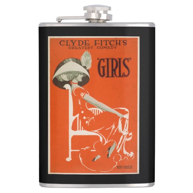 Clyde Fitch's Greatest Comedy, "Girls" Theatre 2 Hip Flask (Front)