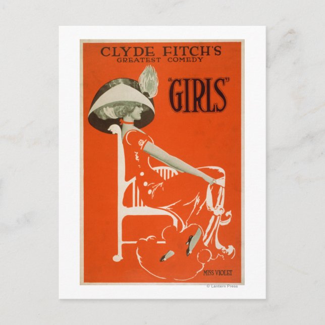 Clyde Fitch's Greatest Comedy, "Girls" Theatre 2 Postcard (Front)