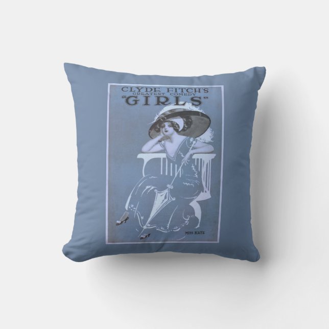 Clyde Fitch's Greatest Comedy, "Girls" Theatre Throw Pillow (Front)