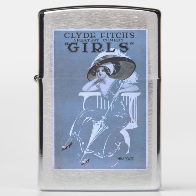 Clyde Fitch's Greatest Comedy, "Girls" Theatre Zippo Lighter (Front)