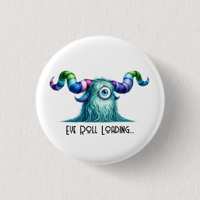 Clyde – The Big-Eyed Curious Monster Button (Front)