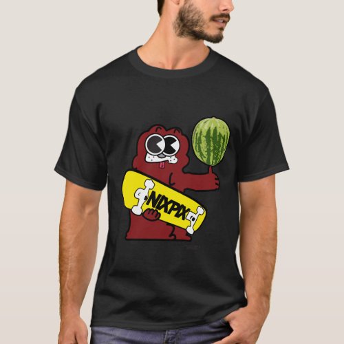 Clyde with Watermelon and Nixpix Skateboard Logo T_Shirt