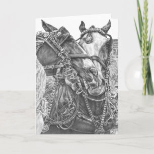 Clydesdale Draft Horse Drawing by Kelli Swan Card