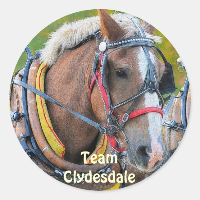 Clydesdale Draft Horse Equine Art Sticker (Front)