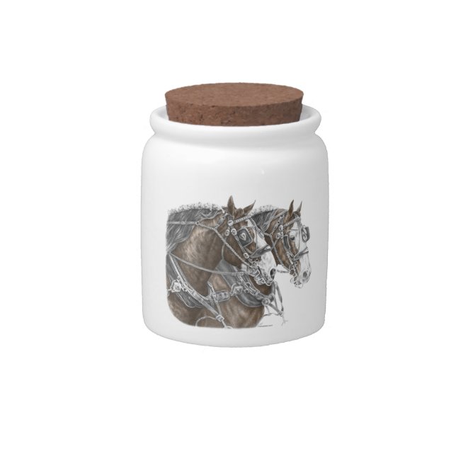 Clydesdale Draft Horse Team Candy Jar (Front)