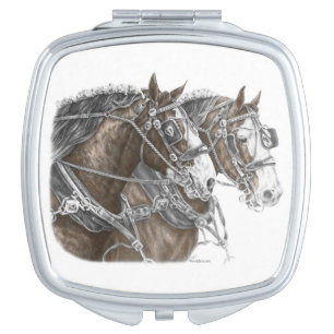 Clydesdale Draft Horse Team Compact Mirror