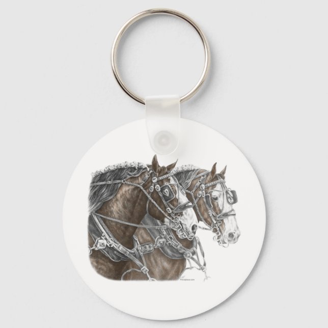 Clydesdale Draft Horse Team Keychain (Front)