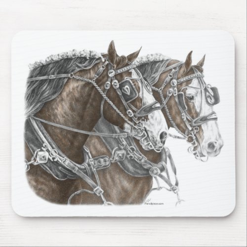 Clydesdale Draft Horse Team Mouse Pad