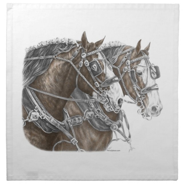 Clydesdale Draft Horse Team Napkin (Front)