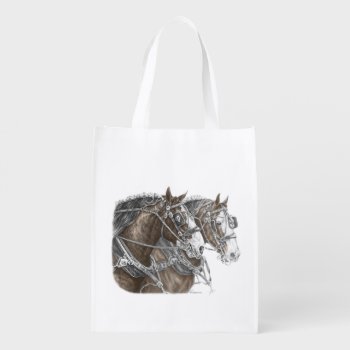 Clydesdale Draft Horse Team Reusable Grocery Bag by KelliSwan at Zazzle