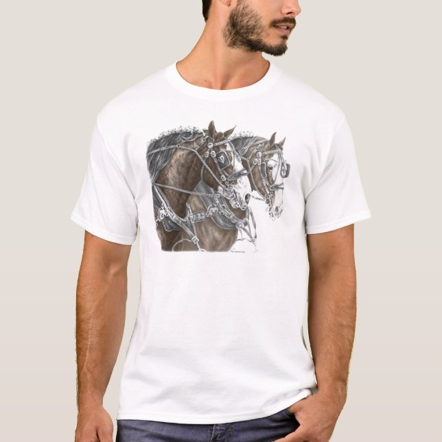 Clydesdale Draft Horse Team T-Shirt (Front)