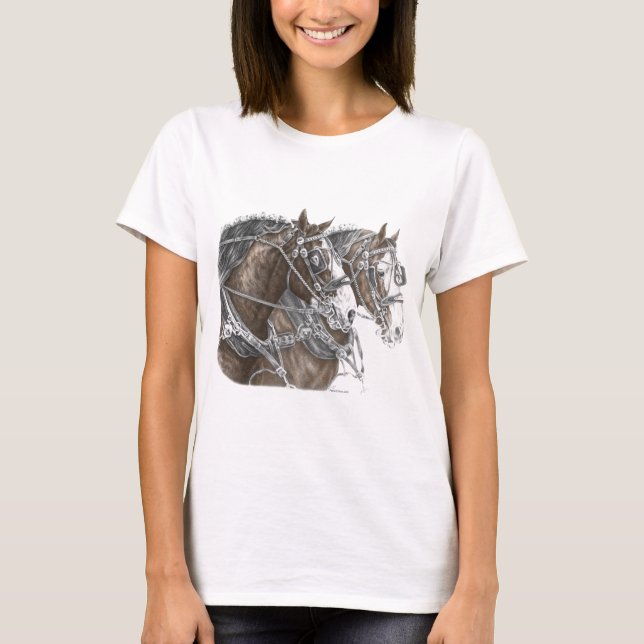 Clydesdale Draft Horse Team T-Shirt (Front)