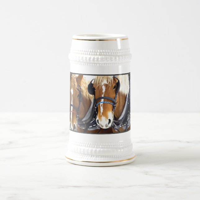 Clydesdale Draft Horses Beer Mug (Center)