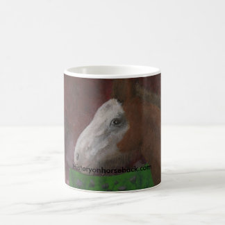 Clydesdale foal at his mother's side coffee mug