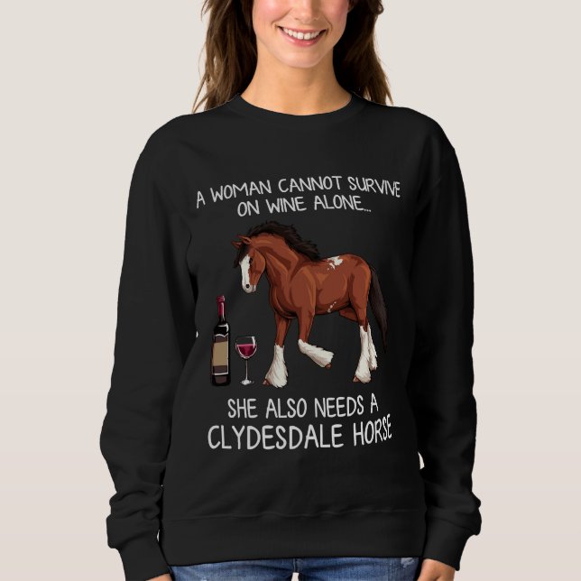 Clydesdale Horse And Wine Horse Fitted Sweatshirt (Front)