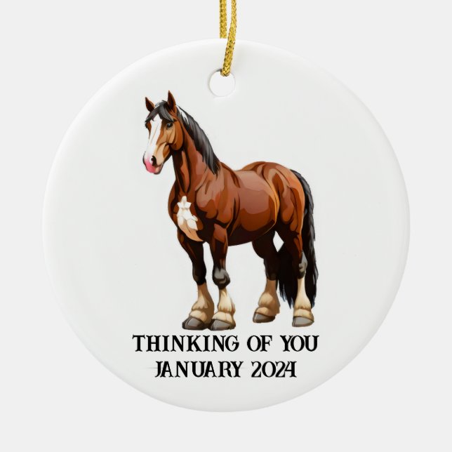Clydesdale horse ceramic ornament (Front)