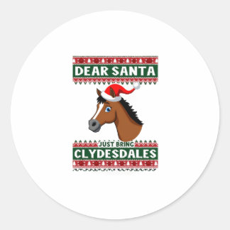 Clydesdale Horse Christmas Ugly Xmas Sweater Eques Classic Round Sticker