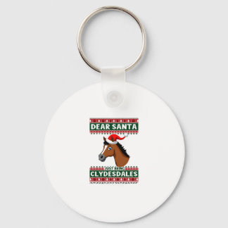 Clydesdale Horse Christmas Ugly Xmas Sweater Eques Keychain