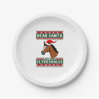 Clydesdale Horse Christmas Ugly Xmas Sweater Eques Paper Plates