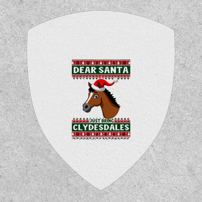 Clydesdale Horse Christmas Ugly Xmas Sweater Eques Patch (Front)
