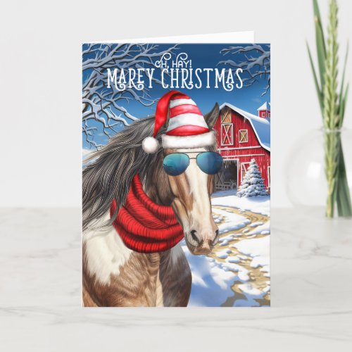 Clydesdale Horse Funny MAREy Christmas Holiday Card