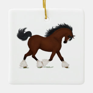 Clydesdale Horse Personalized Equestrian Christmas Ceramic Ornament
