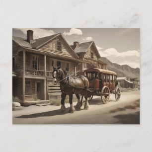 Clydesdale horse pulling stagecoach postcard