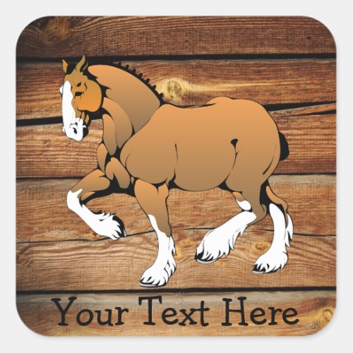 Clydesdale Horse Rustic Wood Sticker