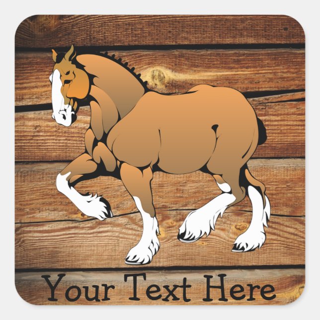 Clydesdale Horse Rustic Wood Sticker (Front)