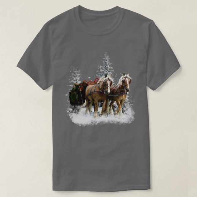 Clydesdale Horses in snow Christmas  T-Shirt (Design Front)