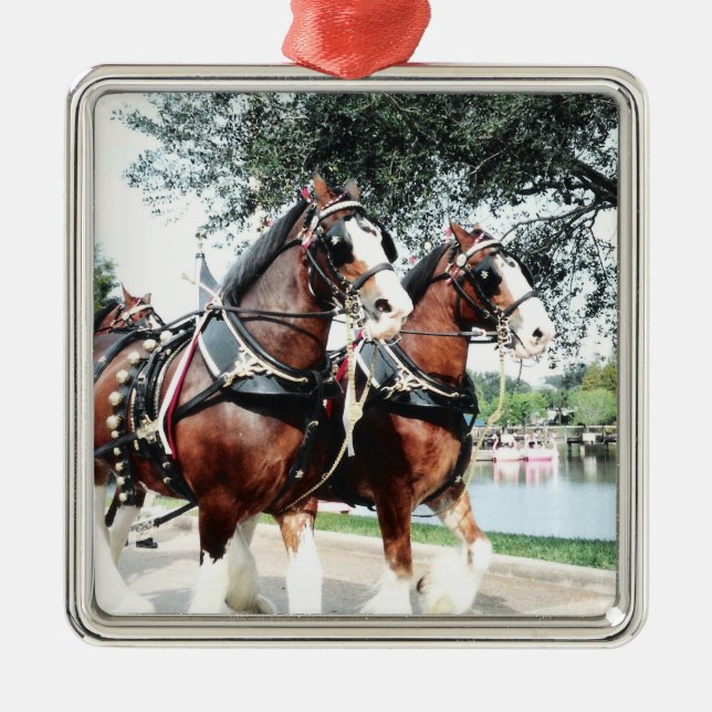 Clydesdale Horses Metal Ornament (Front)