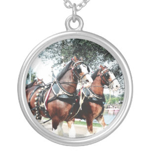 Clydesdale Horses Silver Plated Necklace