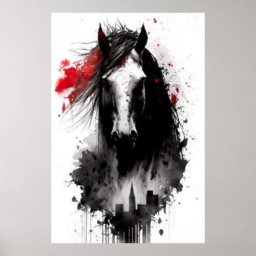 Clydesdale Ink Portrait Poster