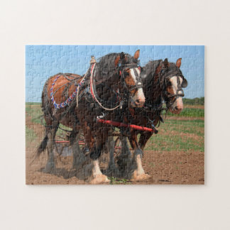 Clydesdale Ploughing Horses. Jigsaw Puzzle