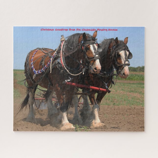 Clydesdale Plowing Horses. Jigsaw Puzzle (Horizontal)