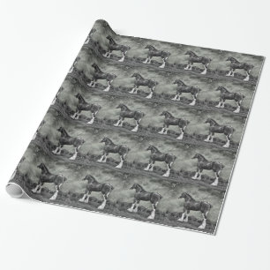 Clydesdale Stallion B&W Wrapping Paper