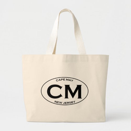CM _ Cape May New Jersey Oval Logo Large Tote Bag