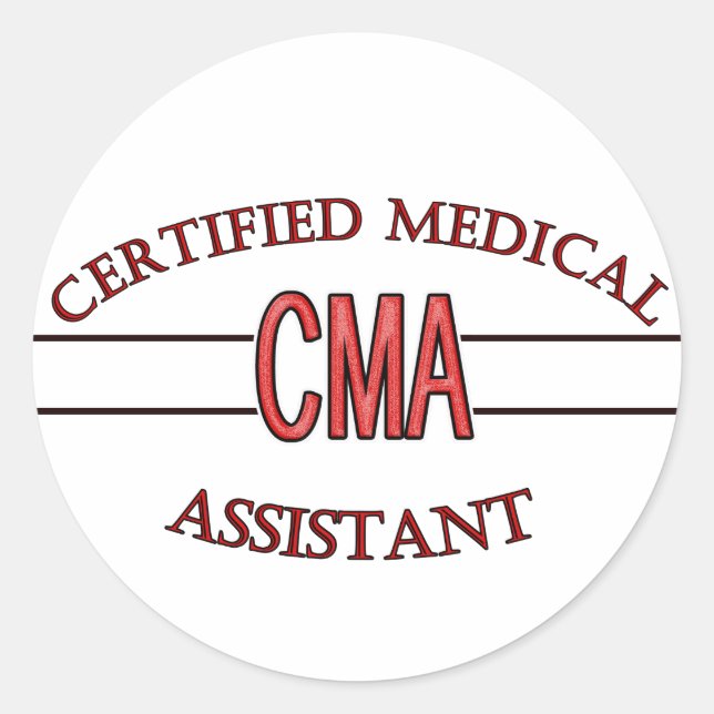 CMA Certified Medical Assistant LOGO Classic Round Sticker (Front)