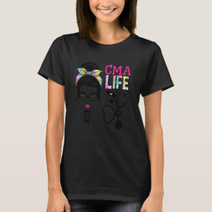 CMA Stethoscope Tie Dye Messy Bun Nurses Week T-Shirt