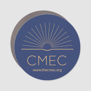 CMEC Car Magnet - round, navy with peach