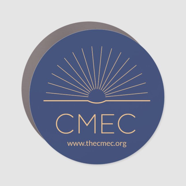 CMEC Car Magnet - round, navy with peach (Front)