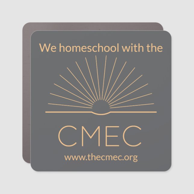 CMEC Car Magnet - square, gray with peach (Front)