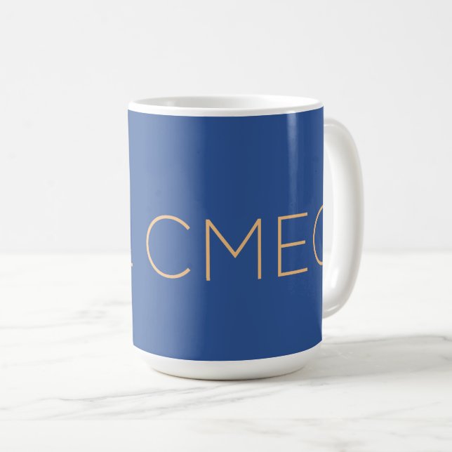 CMEC Coffee Mug - 15-oz, Program 9, blue w/peach (Front Right)